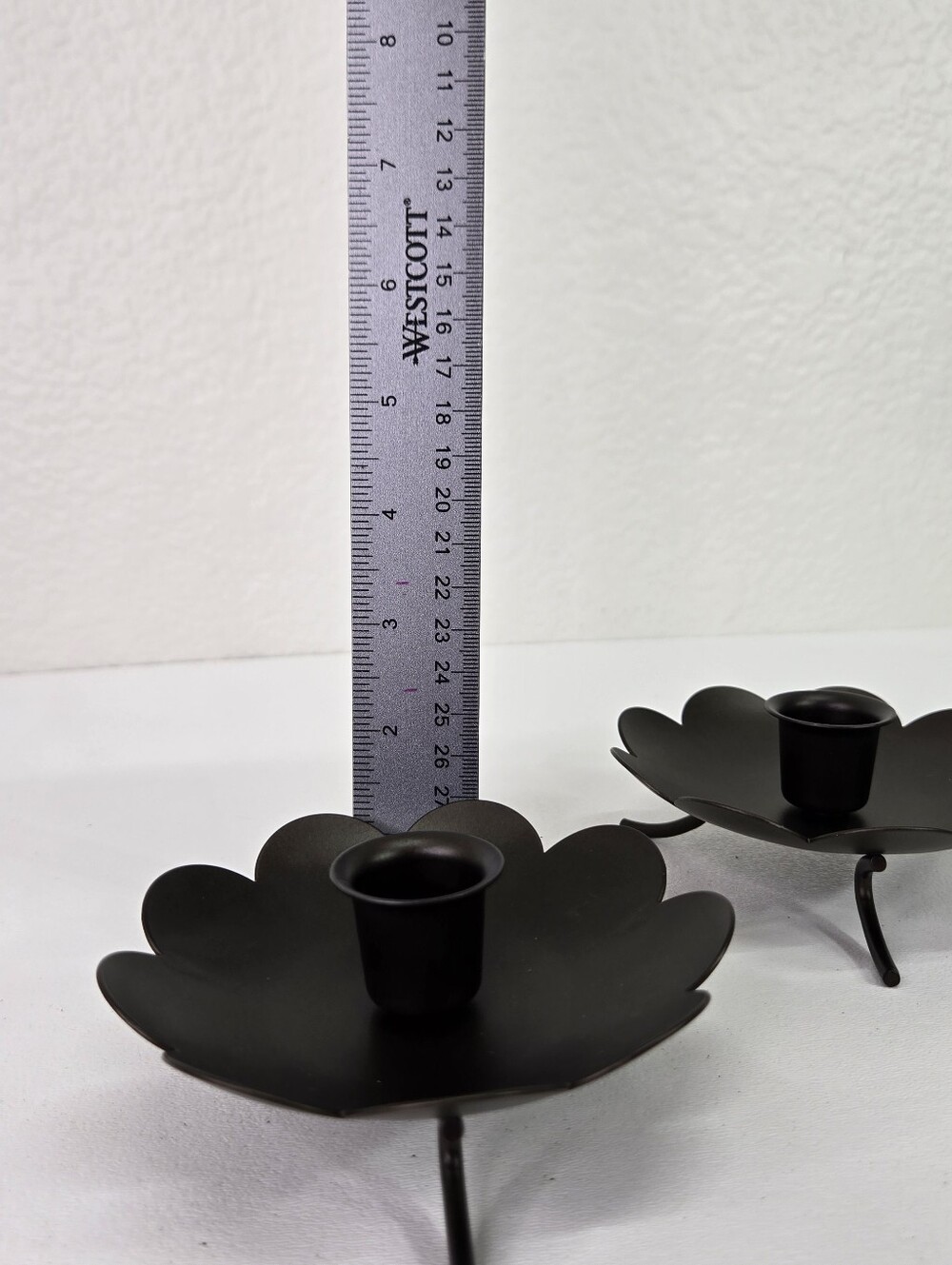 PartyLite Black Metal Scallop Flower Taper Candle Holders Creative Capers Set 2 - Picture 10 of 16